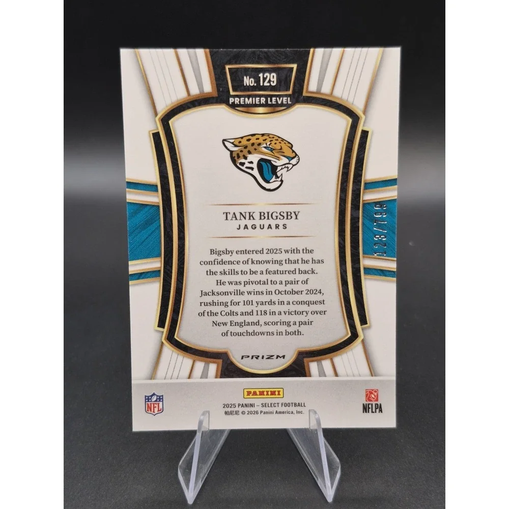 2025 Panini Select Tank Bigsby #129 White Shock Prizm 123/799 Jaguars Wore #4